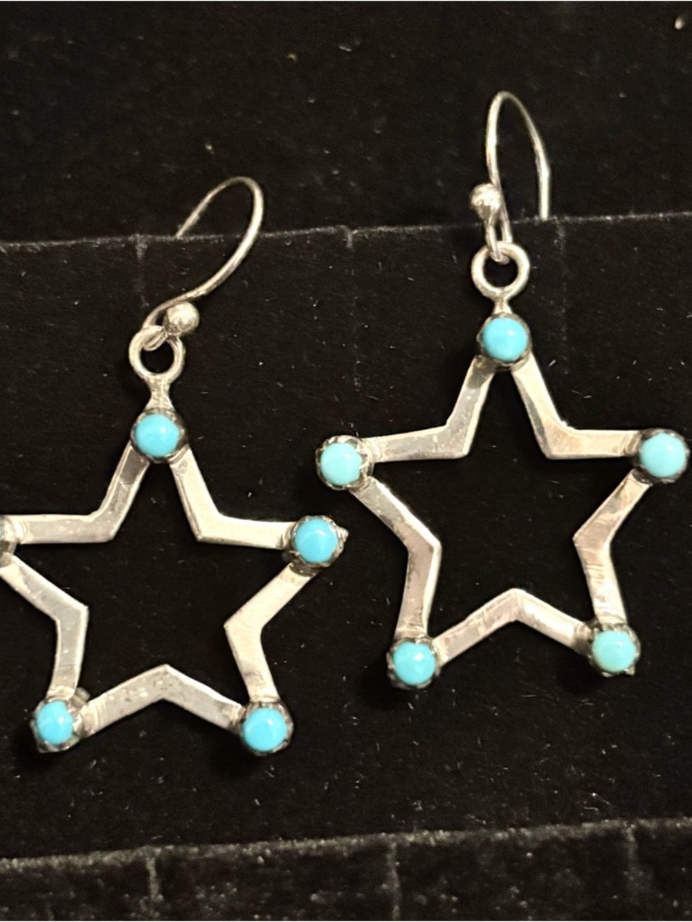 Sterling Star Star Earrings with GenuineTurquoise